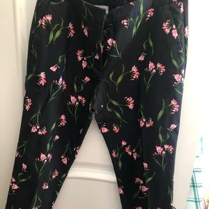 H&M Black Floral Ankle Pants
